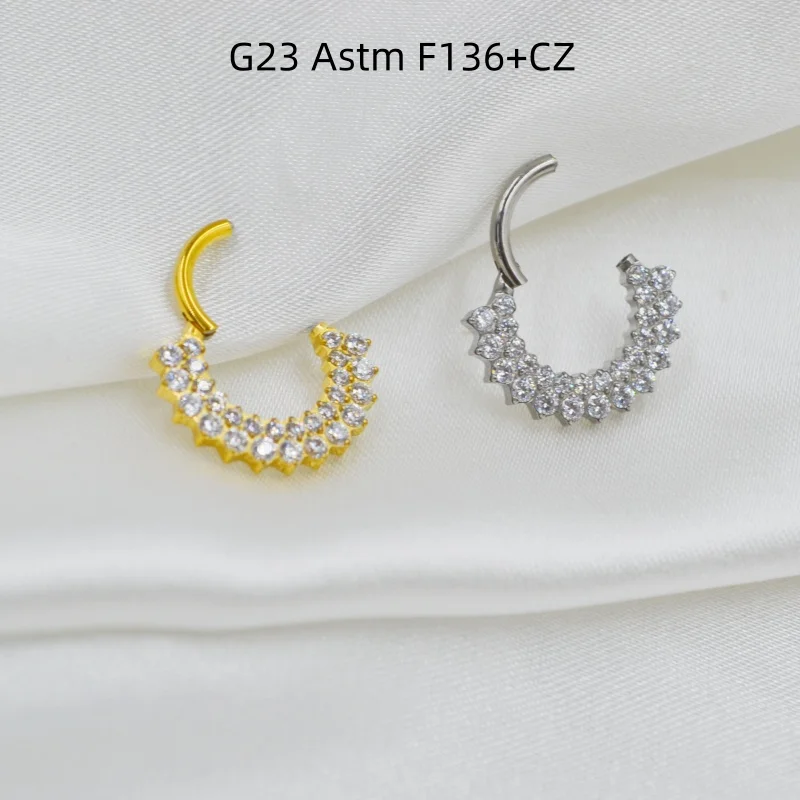

10pcs G23 ASTM F136 Titanium Piercing CZ Nose Hoop Septum Clicker Ring Earring Lip Ear Tragus Helix Cartilage Body Piercing New
