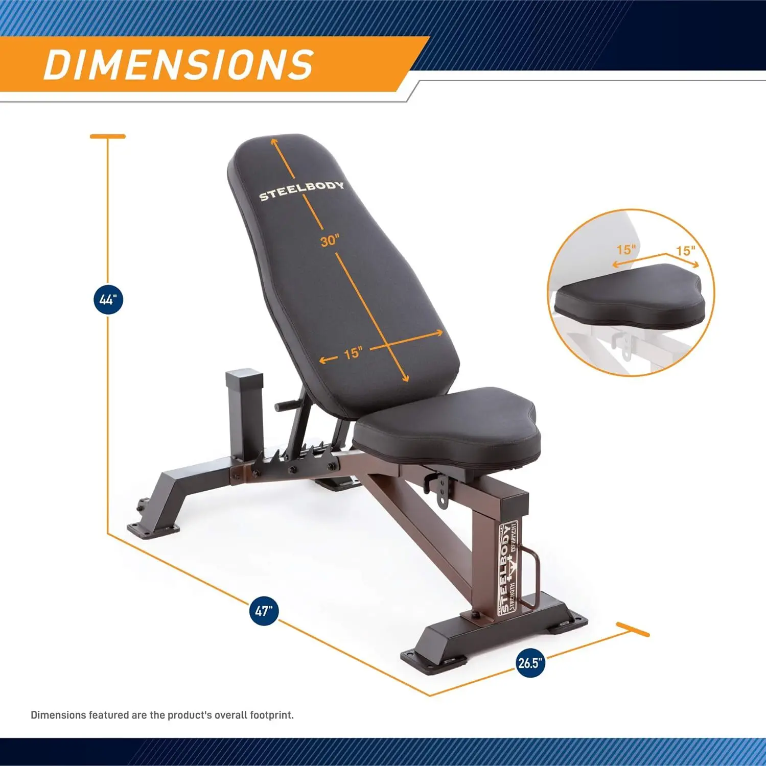 Deluxe 6 Position Utility Weight Bench for Weightlifting and Strength Training STB-10105, Black-Brown