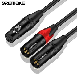 DREMAKE-Cable divisor balanceado XLR a XLR Y, adaptador de micrófono de Audio XLR hembra a Dual XLR macho, y-cable 2 XLR a 1 enchufe XLR