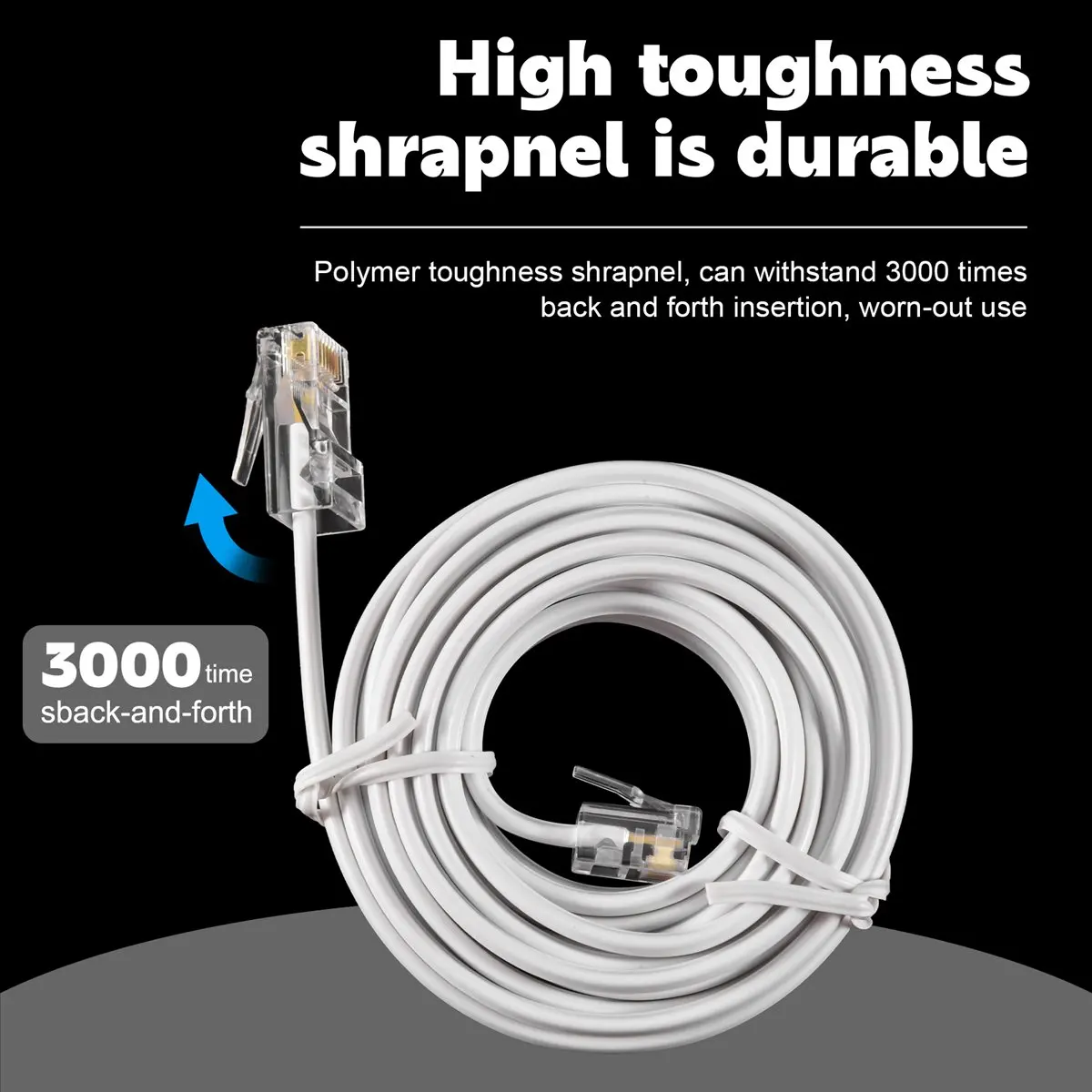 T31C hot-RJ11 6P4C to RJ45 8P4C Modular Phone Internet Extension Cable 3 Meter