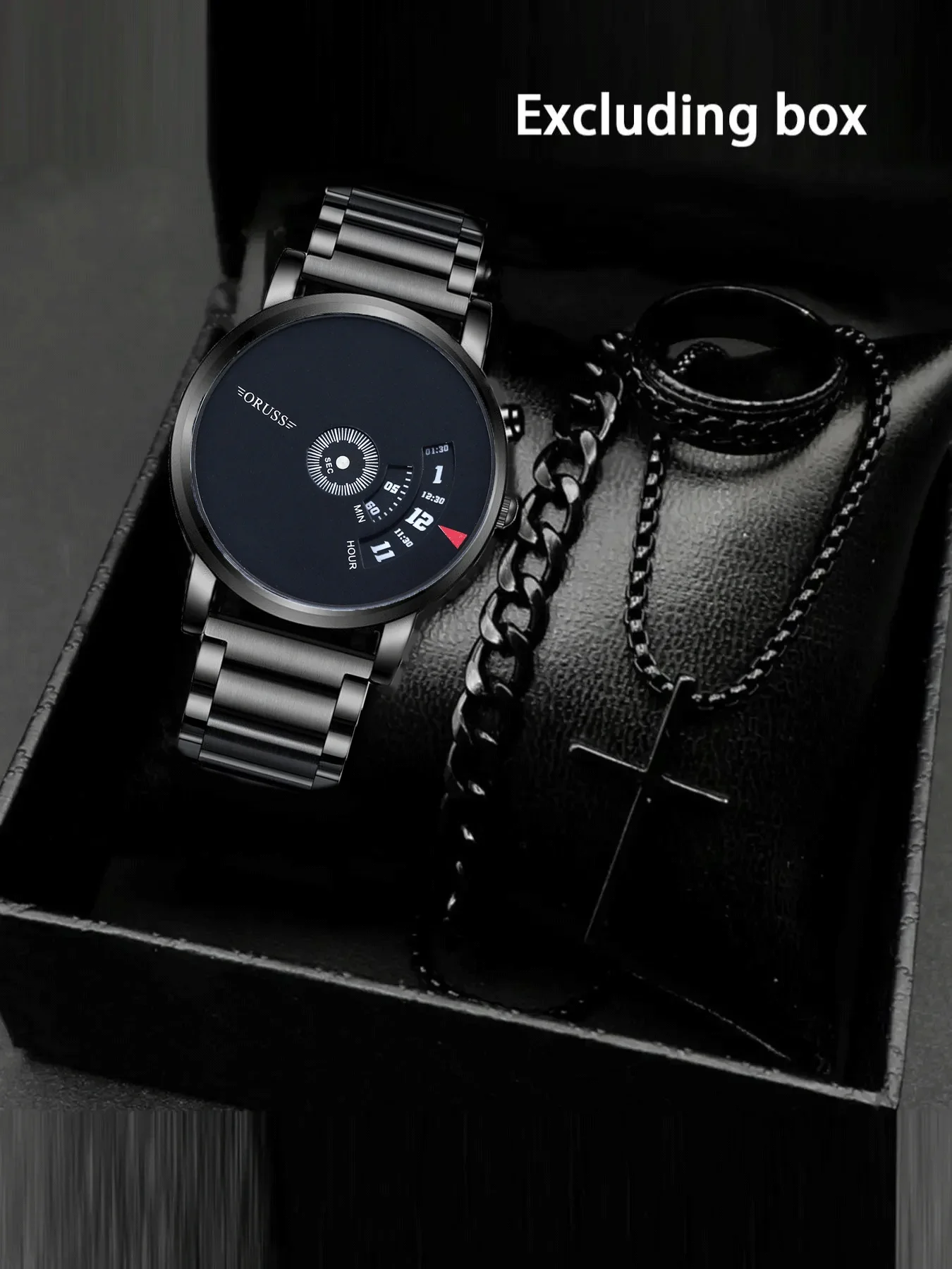 ORUSS Authentic New Men's Watch Automatic Movement Starry Sky Steel Belt Set Waterproof Black Technology Youth