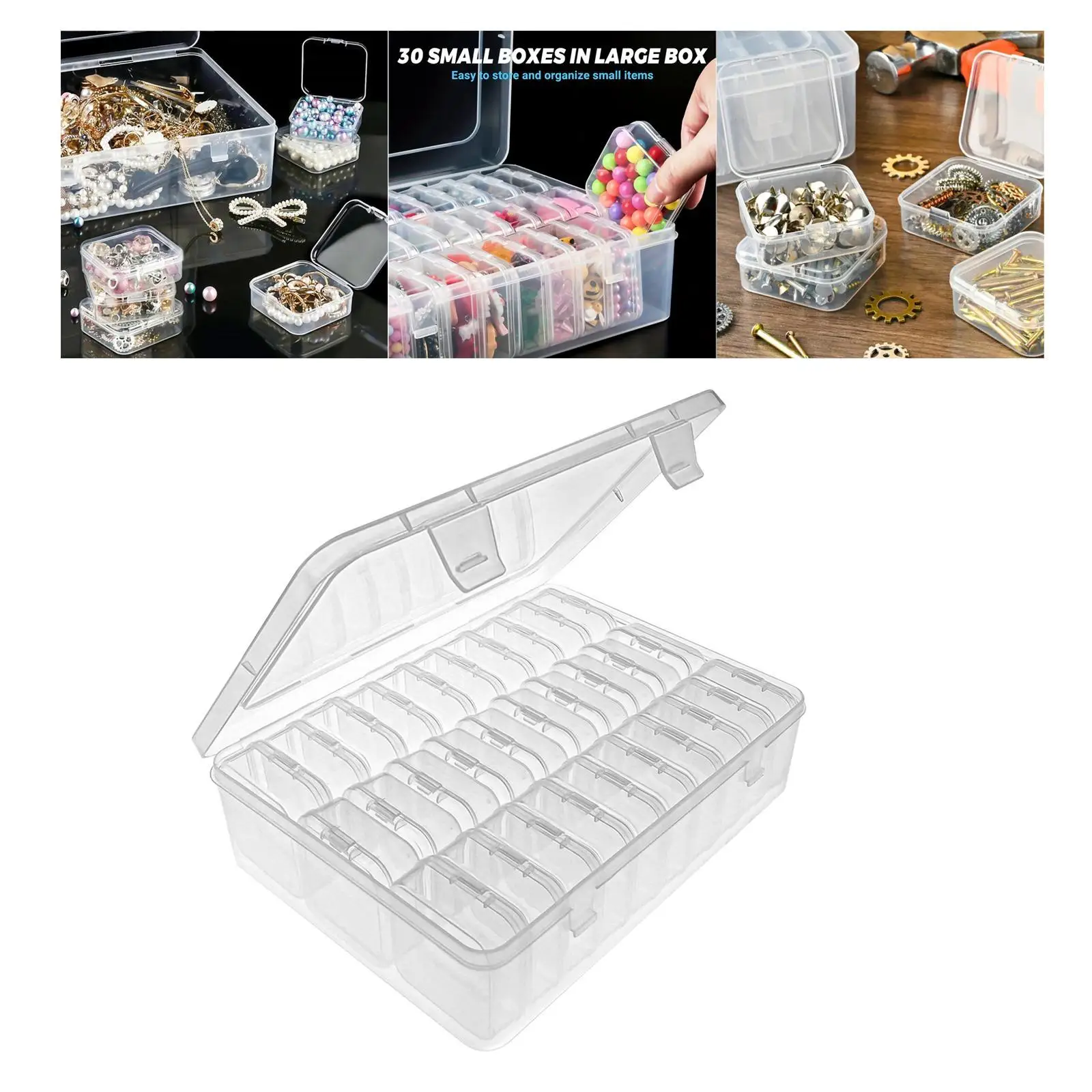 

Clear Plastic Organizer Box 30 Small Boxes for Rings Ear Studs Earrings