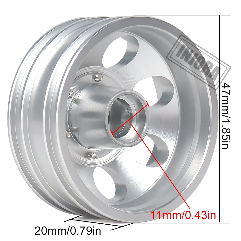 INJORA 2Pcs CNC Metal Front Rear Wheel Rim Hub for 1:14 RC Car Tamiya Tractor Truck