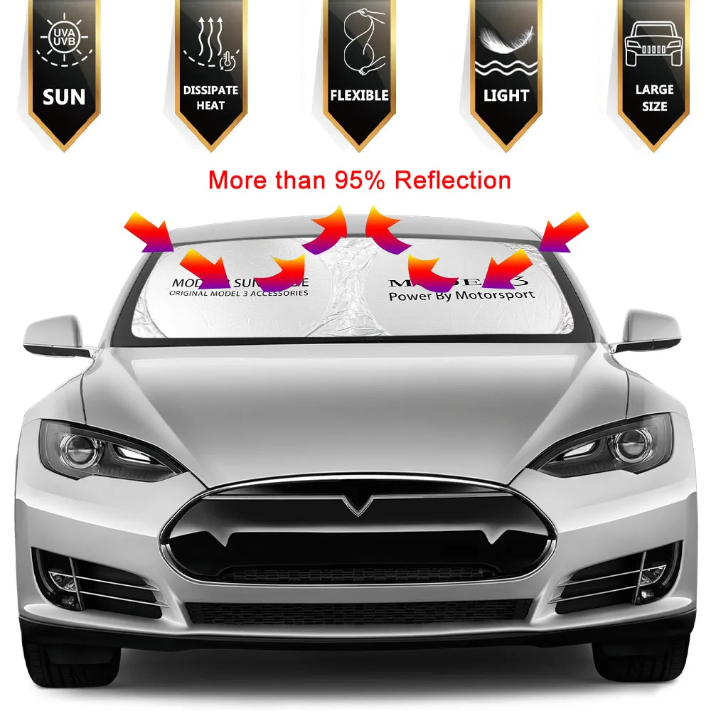 Parabrezza per auto parasole copertura isolamento solare protezione UV finestra parasole accessori per auto per Tesla Model 3 X S Y P100D SpaceX