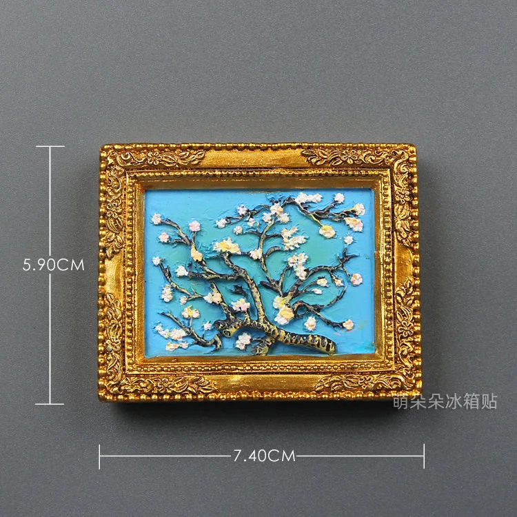 Van Gogh Painting World Famous Picture Frame 3d Fridge Magnets Starry Sky Sunflower Siesta Refrigerator Stickers Gifts