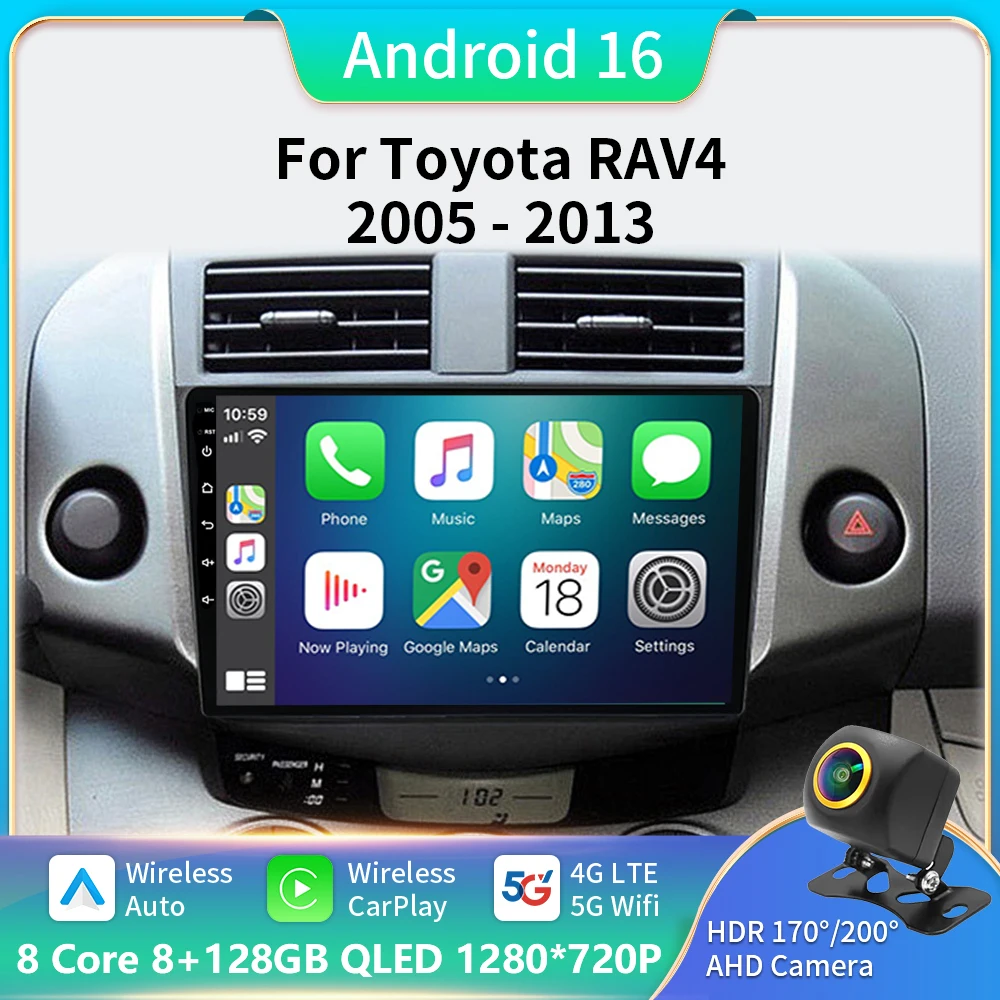 

Android Carplay Auto For Toyota RAV4 Rav 4 2005 - 2009 2010 2011 2012 2013 Car Radio Multimedia GPS Player Stereo WIFI 4G BT DSP