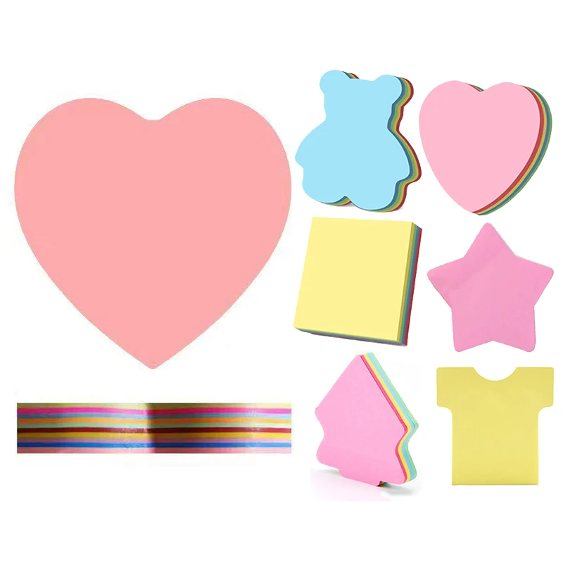 Shaped Sticky Notes Set 200sheets Fun Design Sticky Notes for Office School Reusable Self-Adhesive Note Paper Cute Patterns TMZ