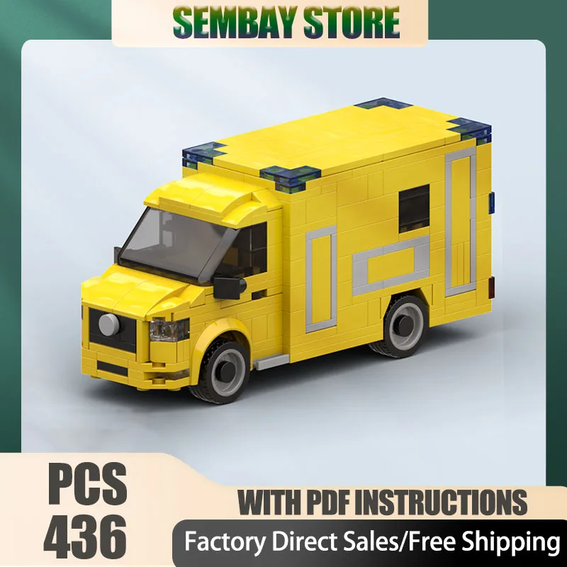 

Urban Car Model Moc Building Brick Modular Dutch Box Van Ambulance Model Technology Block Christmas DIY Toy Construction Gift