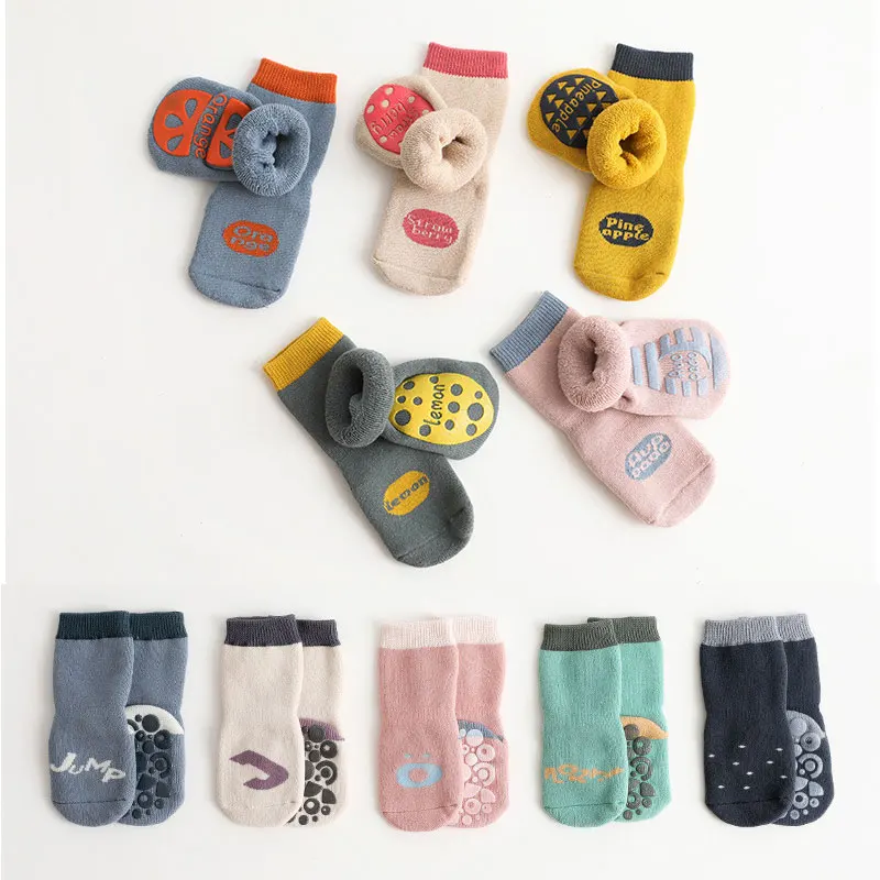 Winter Baby Thermal Non Slip Socks For Girl Boy Children Cotton Sock Newborn Toddler Home Thick Sock Infant Anti-slip Sleep Sock