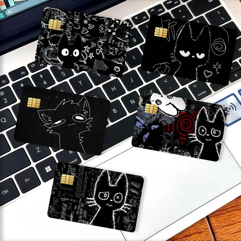 Fashion print C-Creepy Cat Credit Card Decorative Card Stickers Suitable For Bank Cards Metro Transit Anti-scratch Gift 4PCS