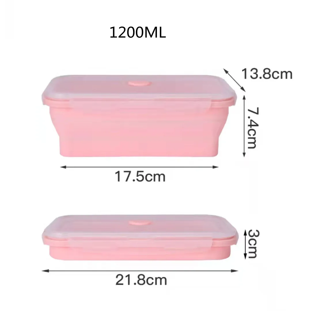 Folding Silicone Lunch Box Portable Microwave Plastic Storage Container