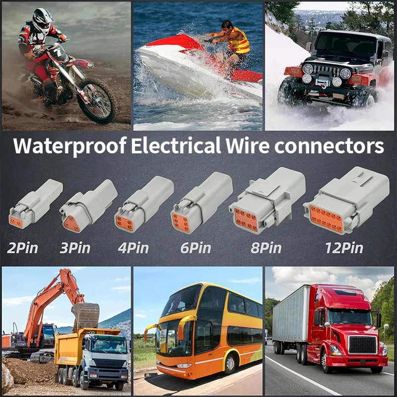 1Set DT Waterproof Connector With 15cm two-color wire DT06-2S/DT04-2P 3P 4P 6P 8P 12P Male Female Plug Socket For Automobile