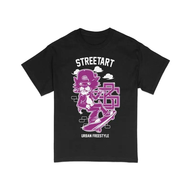 Camiseta de dibujos animados de León de skate, ropa de calle de estilo urbano, Top con ilustración de Animal de moda