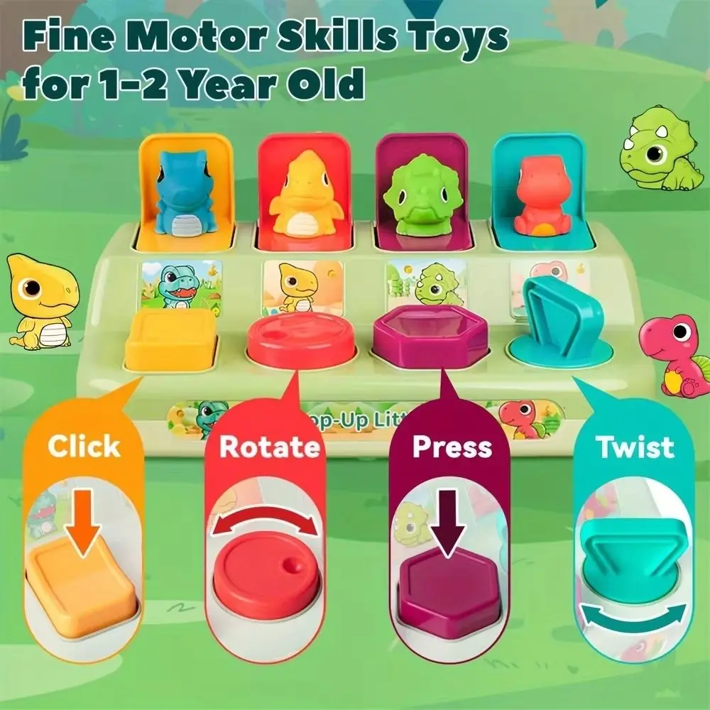 Montessori Dinosaur Switch Box Button Colorful Interactive Animal Toy Box Durable Cartoon Animals Activity Pop Up Toy Kids Gifts