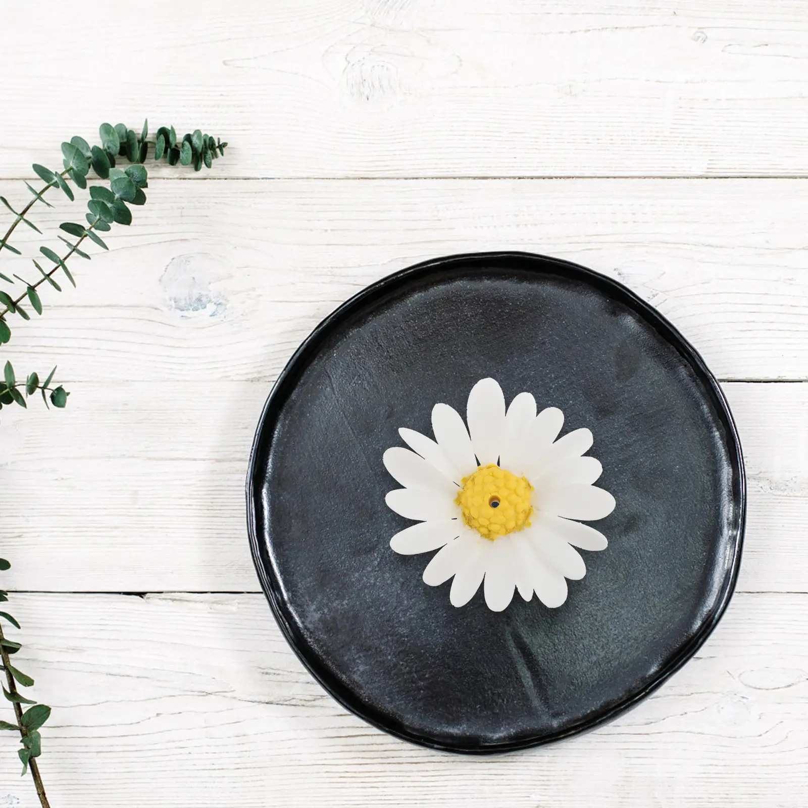 Incense Stick Holder Container Decorative Plate Floral Tearoom Adornment Ceramic Tray Daisy Flower