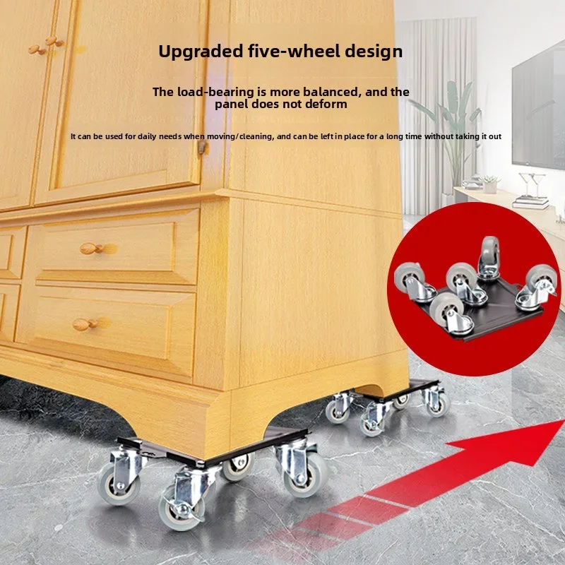 Universal Wheel Moving Artifact  Heavy Object Pulley Device with Brake Household FurnitureTool