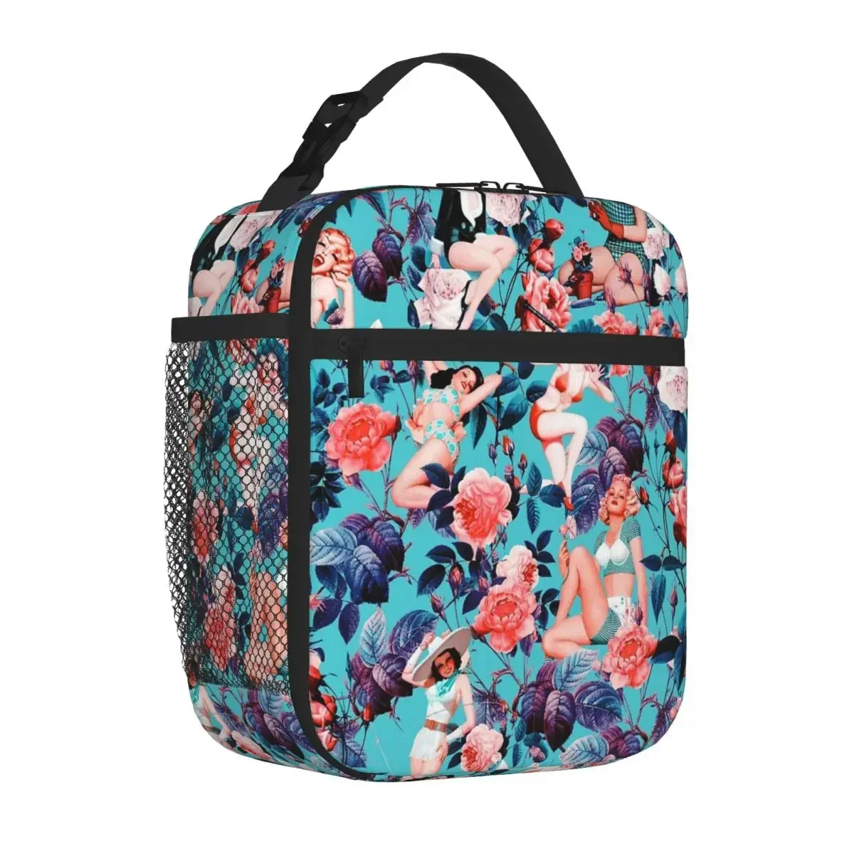 Pinup And Floral Pattern Lunch Tote Lunchbox Thermo Container Insulated Lunch Box