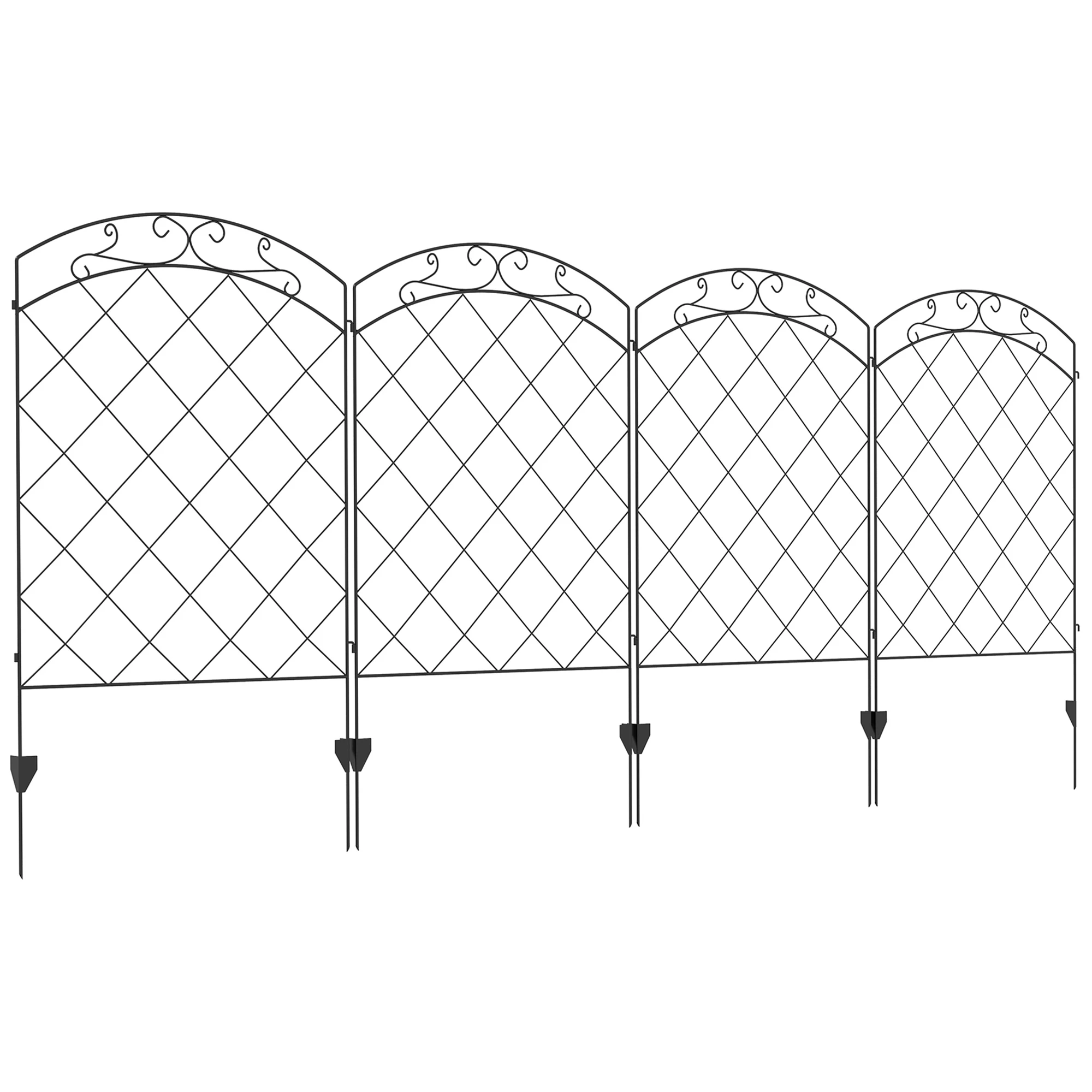 

4 Pack Steel Fence Panels, 11.4' L x 43" H, Rust-Resistant Animal Barrier Decorative Border Flower Edging for Yard, Landscape