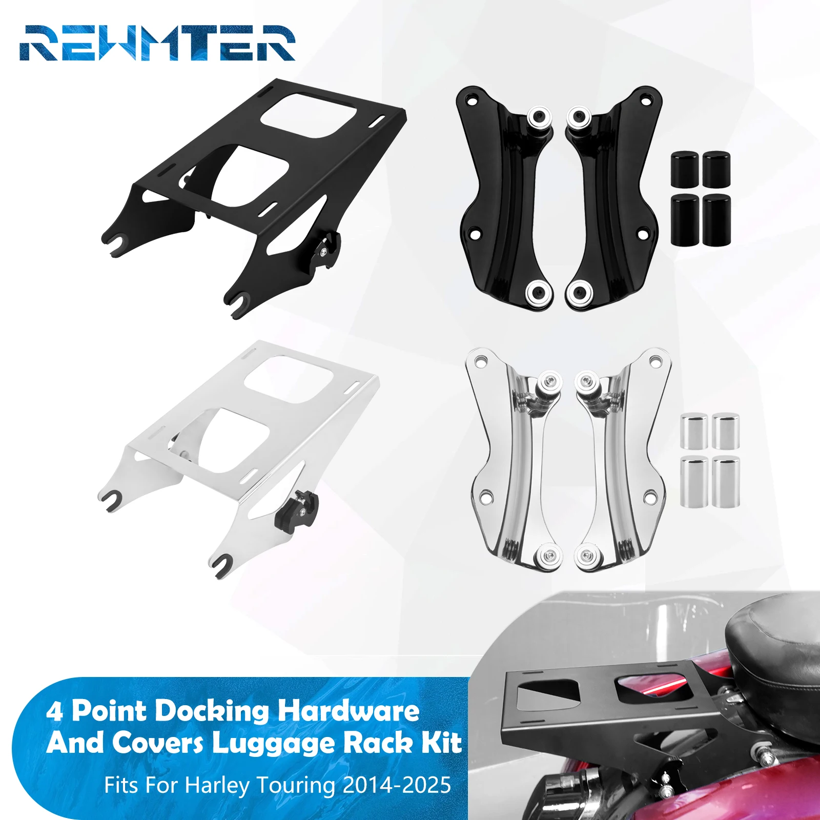 Motorcycles Detachable 4 Point Luggage Rack Docking Kit Cover For Harley Touring 2014-2025 Electra Street Glide Road King FLTRX