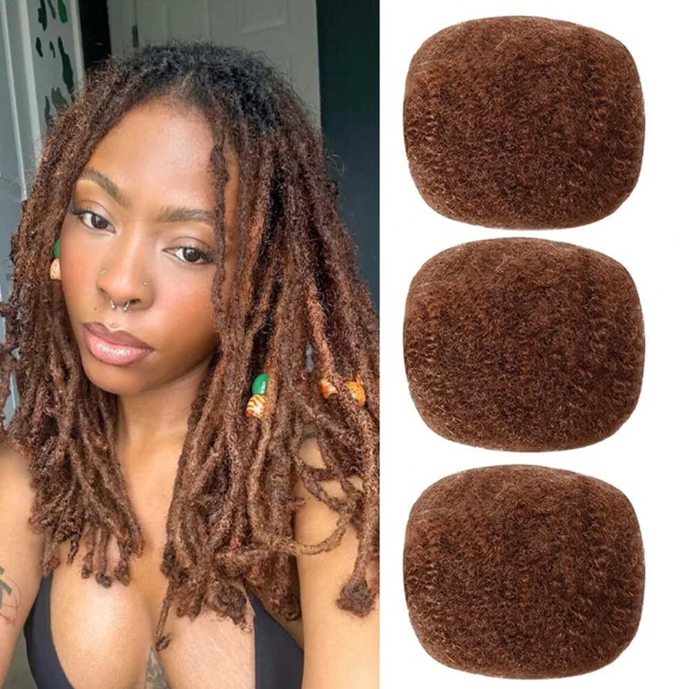 

Afro Kinkys Bulk Human Hair For Dreadlock Extensions Loc Repair Braiding Twist Tight #30 Brown Color 30 Gram/Pack 8 Inch