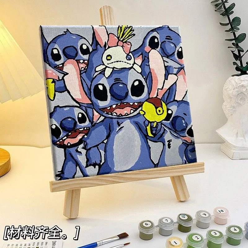 Cute Anime Lilo & Stitch Disney Cotton Diy Coloring Children's Graffiti Hand-painted Cartoon Student Handmade Oil Painting Gift