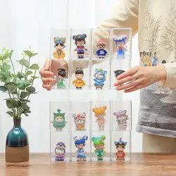 Figurines Display Case Stackable Clear Figurine Protection Box Dust-proof Clear Storage Box Free Standing for Figures Collectors