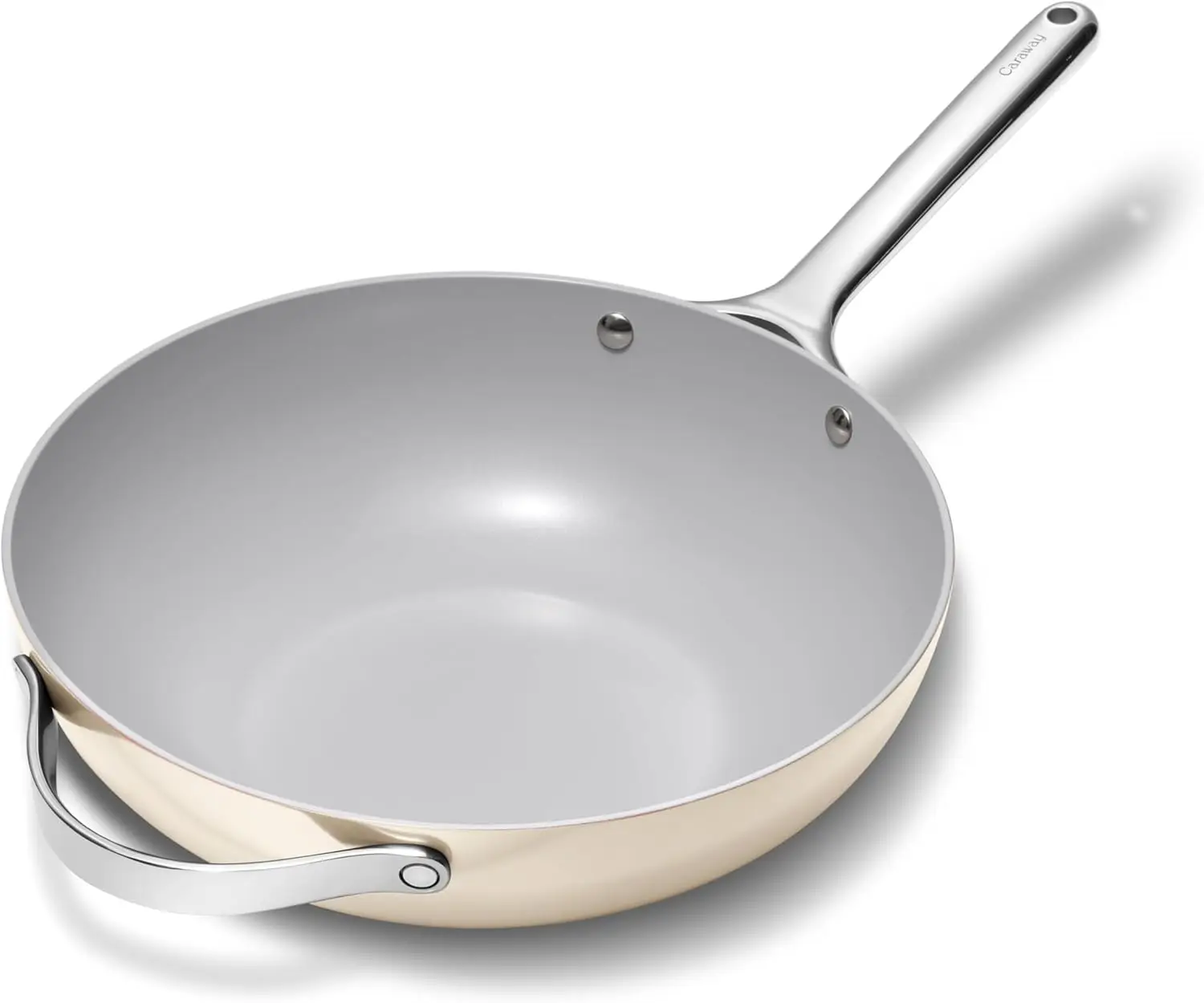 

Non-Stick Stir Fry Pan 12' Wok-Inspired, Stainless Handles, Cream
