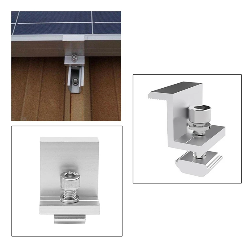 Braçadeira de suporte ajustável para painel solar, clipe de montagem, braçadeira de extremidade solar 35mm para fixação de painel solar, durável, fácil de usar