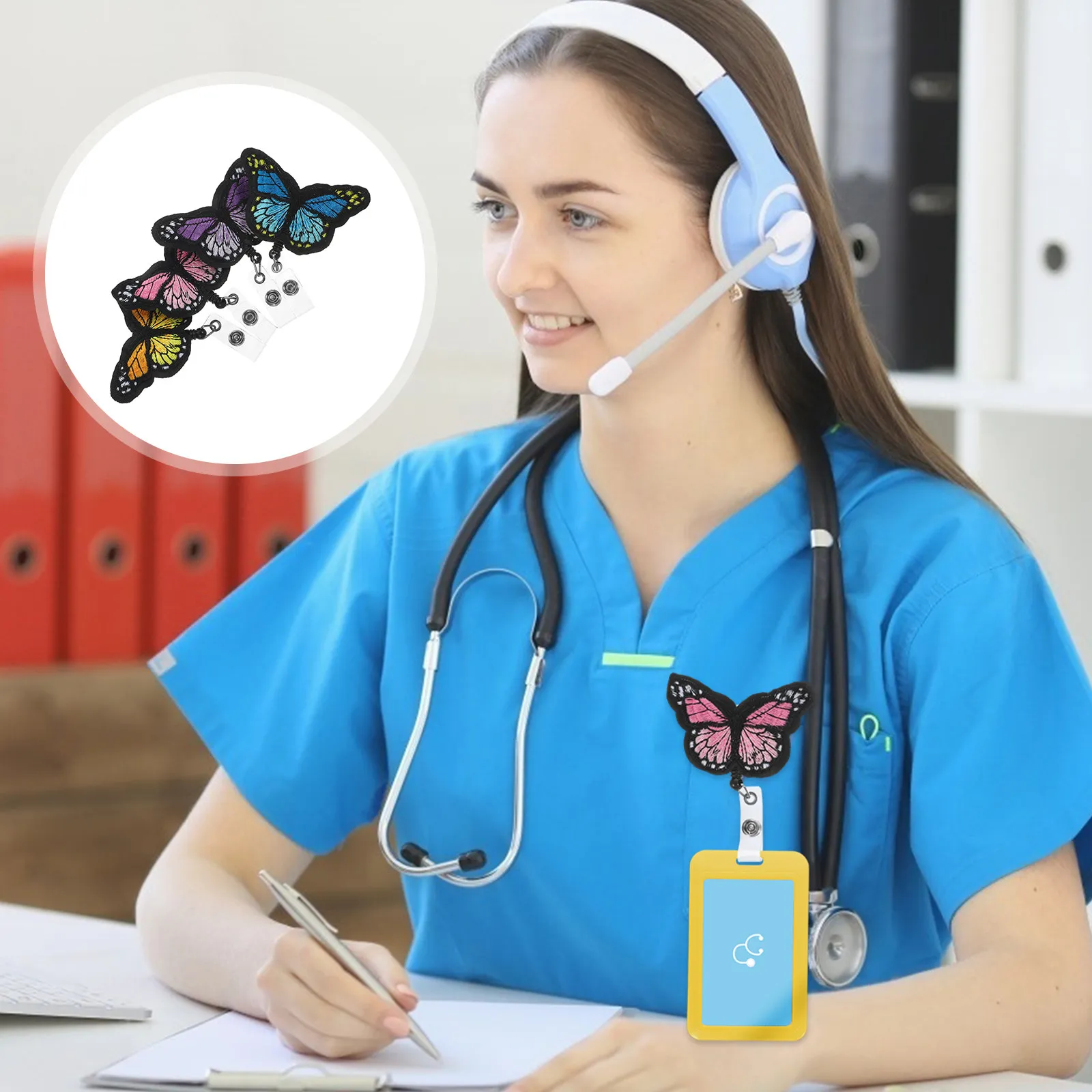 Nurse Badge Clips 4 Pack ABS Plastic Non Slip ID Card Holders for Hospital Clinic Medical Staff