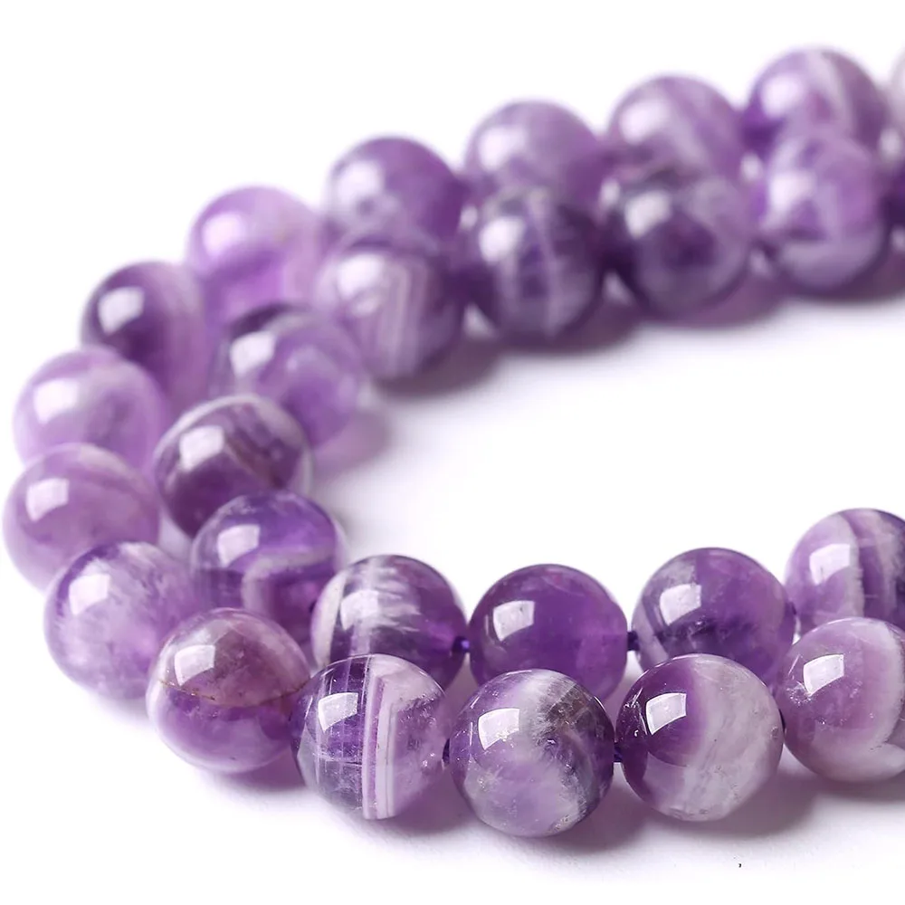 

Natural Stone Purple Dream Amethyst Round Beads 4 6 8 10mm Loose Gemstone Bead for Jewelry Making DIY Bracelet Accessries