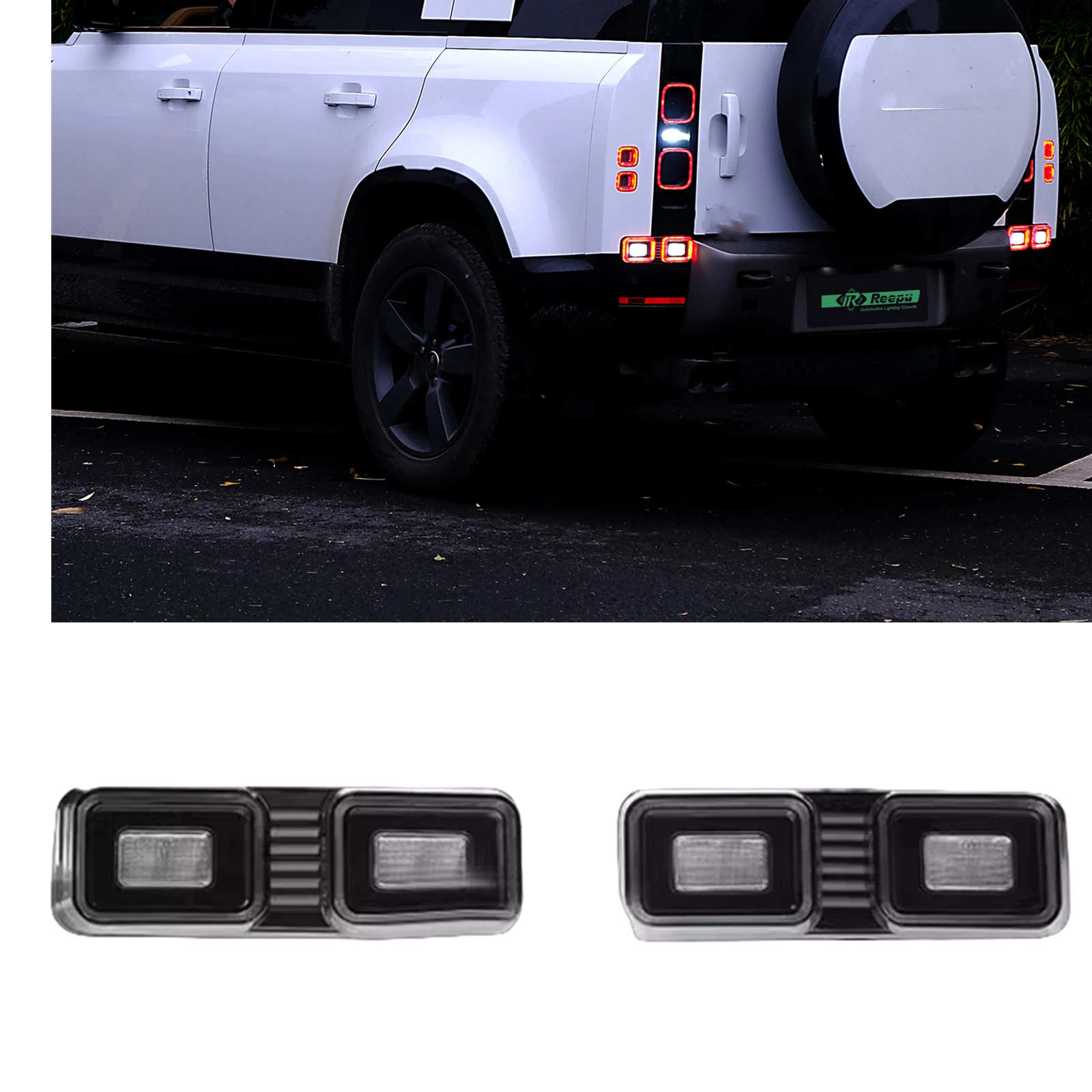 For Land Rover Defender 90 110 130 2020-2024 LED Rear Bumper Reflector Brake Light Tail Reflective Turn Signal Parking Fog Lamp