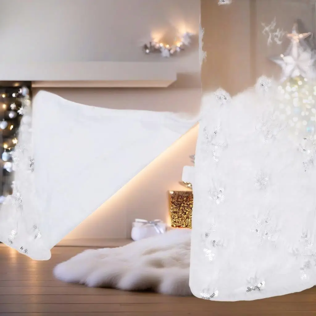 Elegant Faux White Christmas Tree Skirt 59.1 - Luxurious Holiday Decor for Your Home