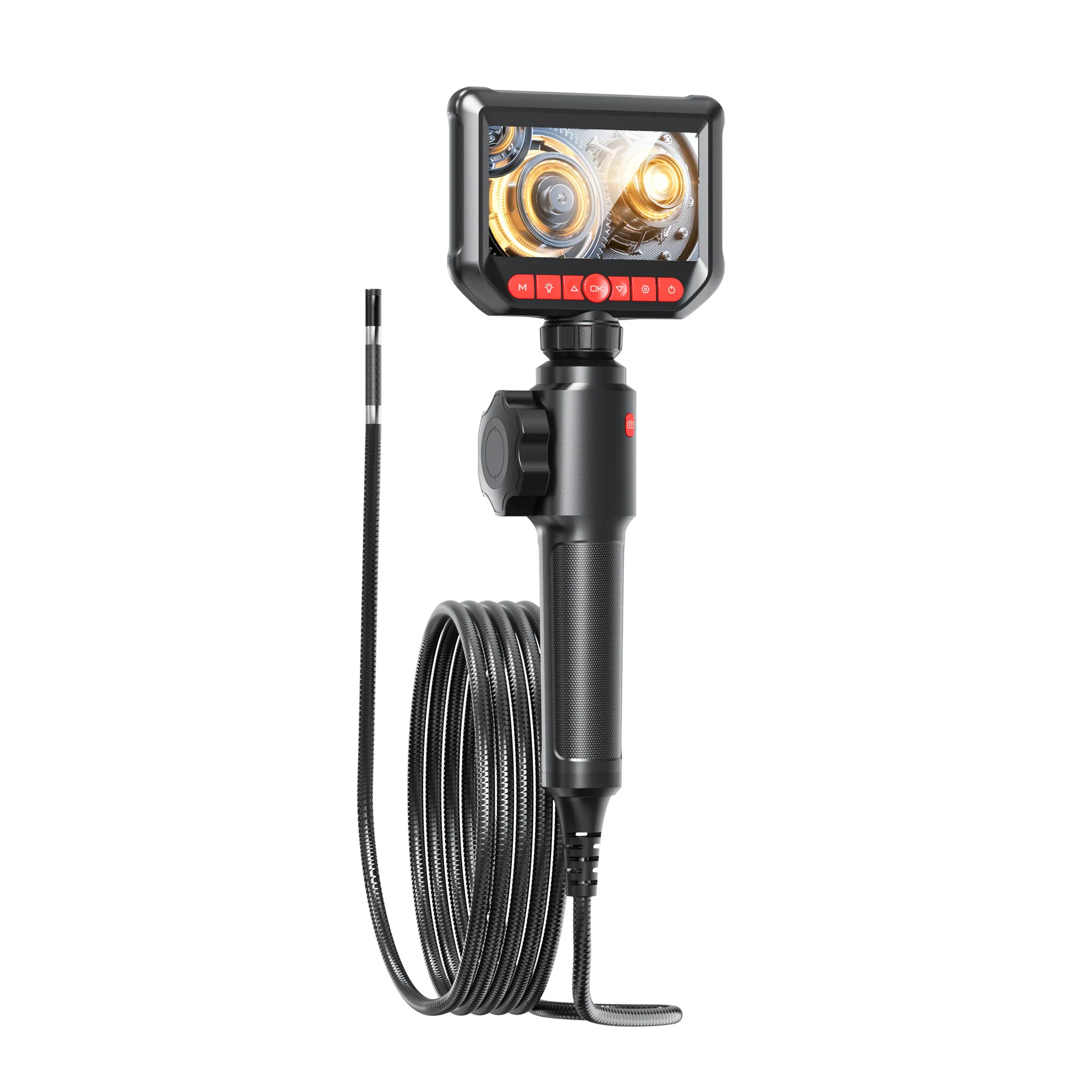 4.3Inch IPS Screen 2MP 1080P 6mm Dual Lens 360Degree Steering Endoscope Camera Articulate CMOS Borescope Digital Microscope