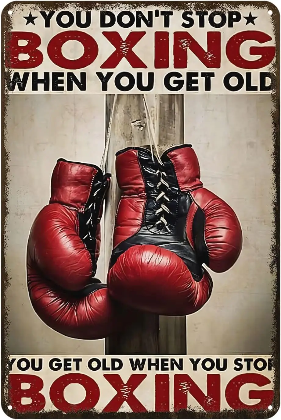 Ascigo Metal Decor for Table Sign You Dont Stop Boxing When Get Old Bar Tin Chic Art Wall Decoration