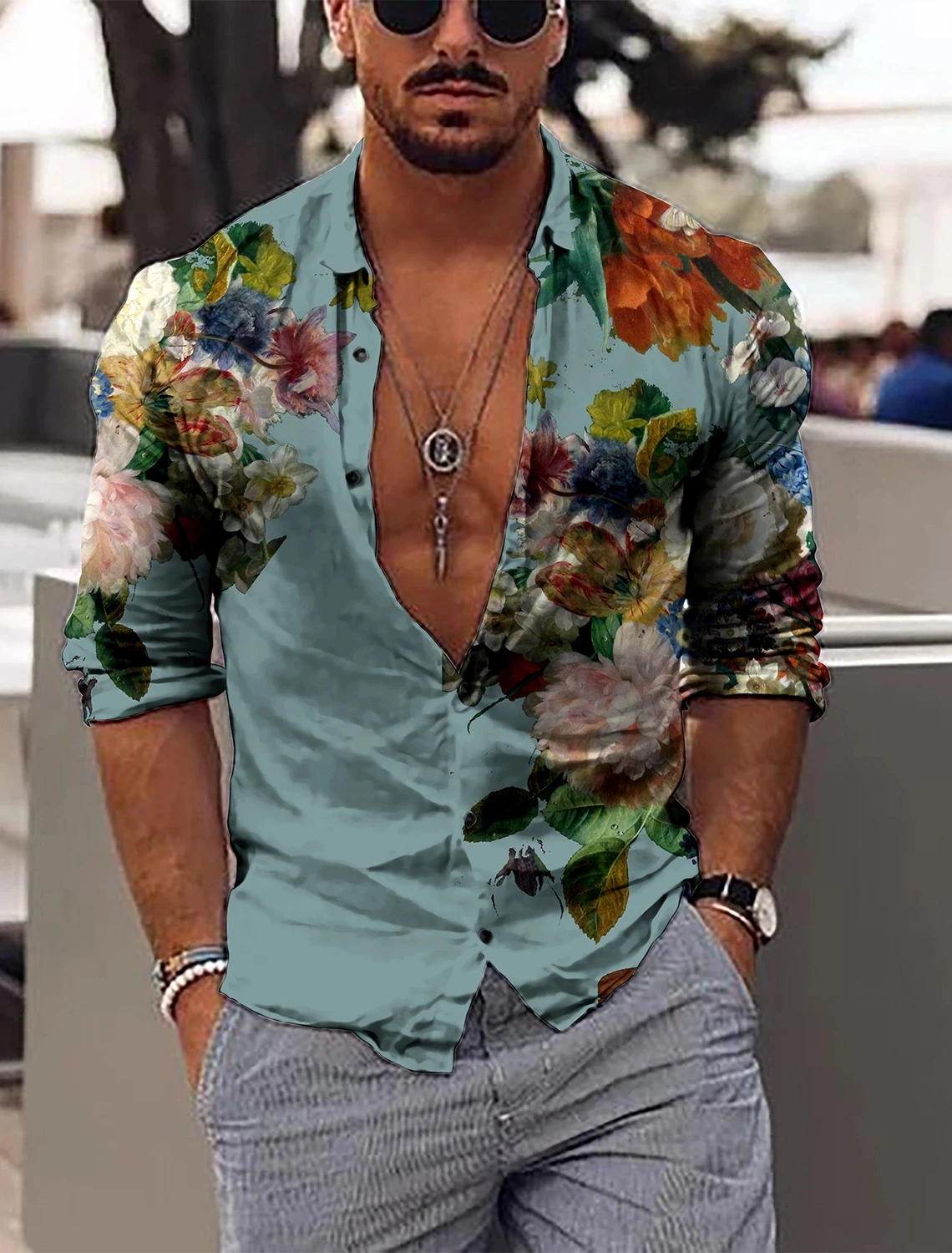 Men's Floral Shirt Formal Shirt Button Shirt Long Sleeve Business Casual Party Daily Autumn Winter Spring Summer Lapel