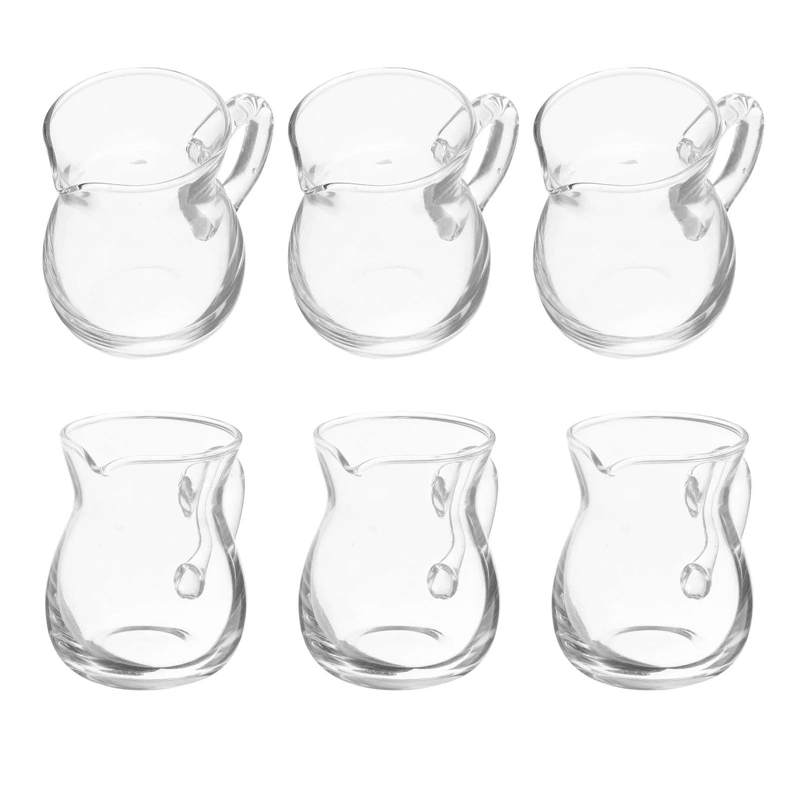 

6Pcs Glass Creamer Dispenser Mini 100ml Transparent Pitcher for Tea Coffee Milk Syrup Serving Glass Creamer Dispenser