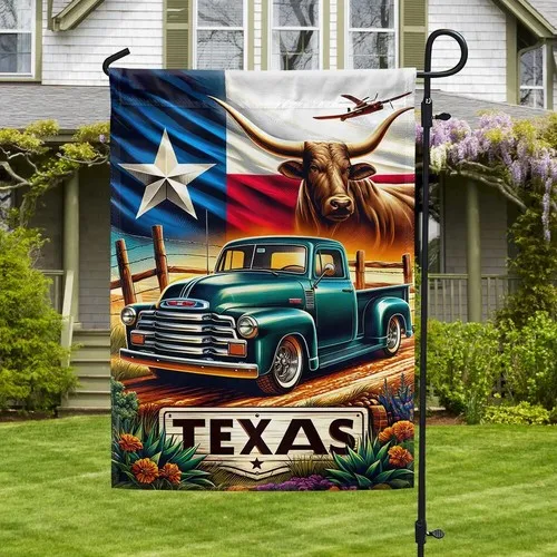 Texas Pickup Truck Texas Longhorn Cattle Flag Graden Flag UUI GGX