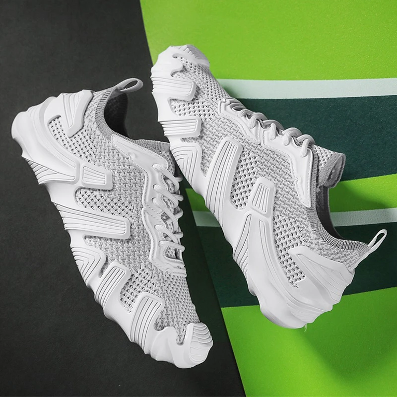 

Мужские дышащие вязаные туфли с тонкой сеткой, спортивные модные носки на толстой подошве, модная обувь