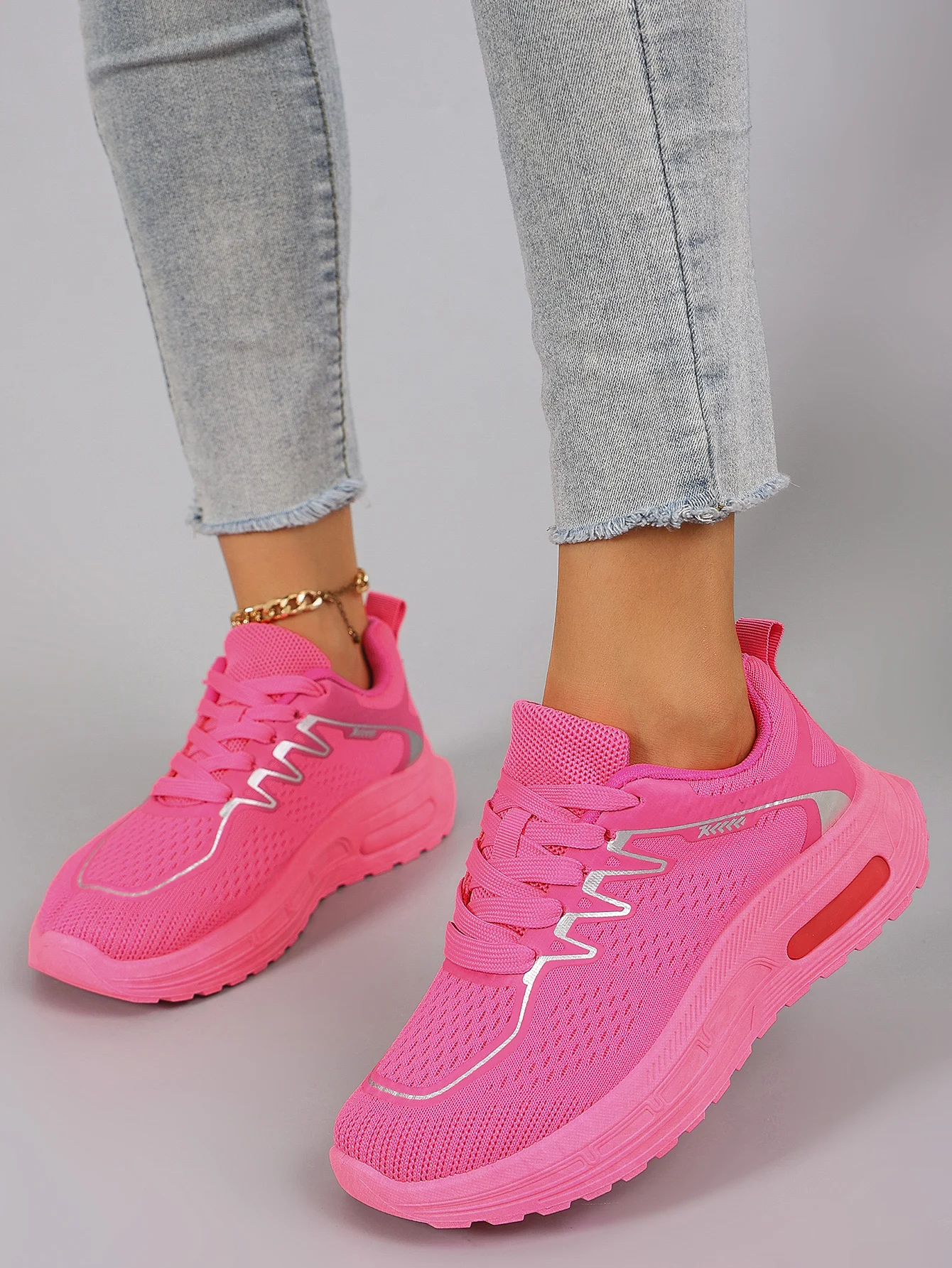 Spring and Autumn New Product Women's Candy Color Simple, Comfortable, Breathable, Wear resistant Lace up Sports Shoes