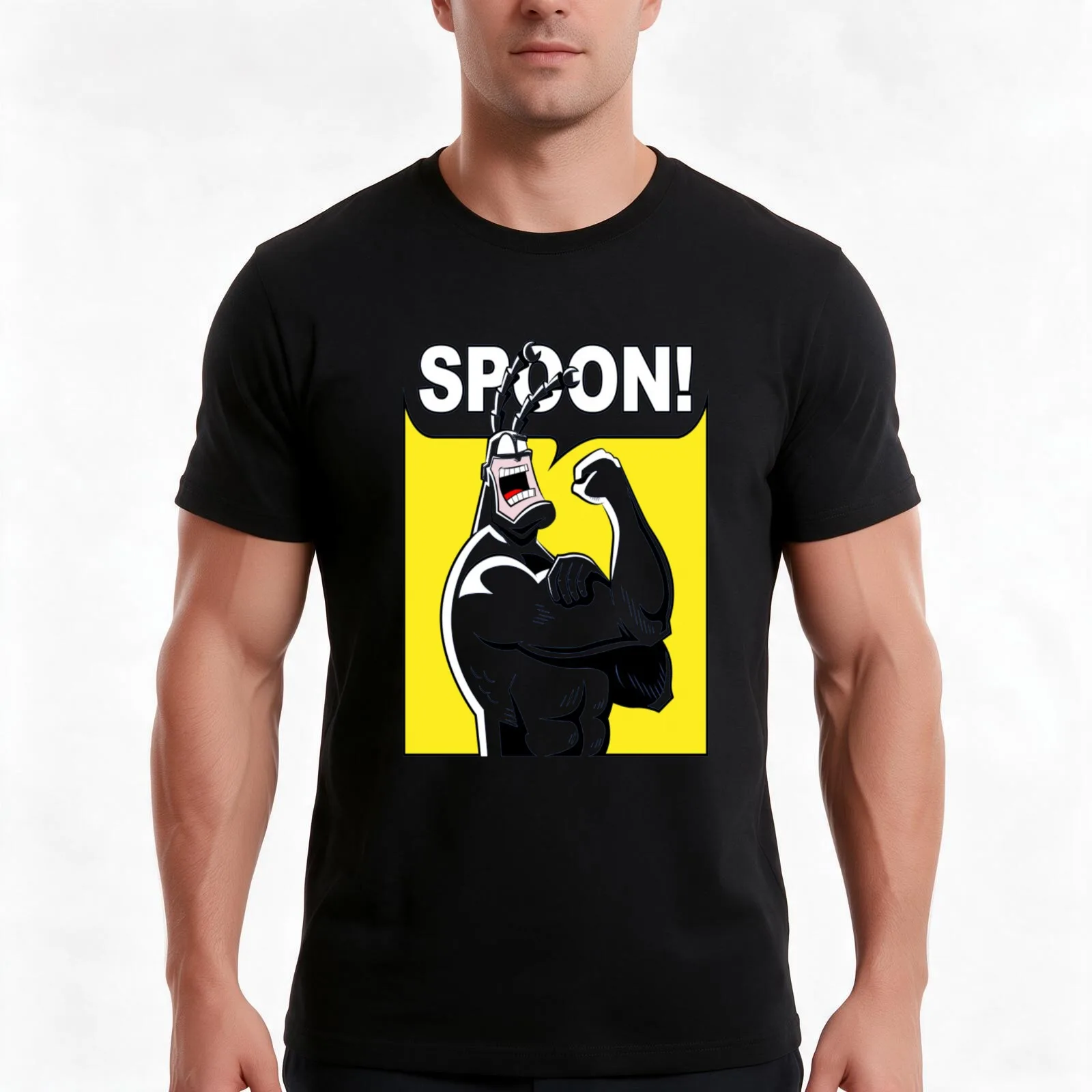 SPOON! The Tick T-Shirt, Summer Casual Cotton Tee, Oversized Streetwear Tops, Vintage Graphic Print, Loose Fit Short Sleeve