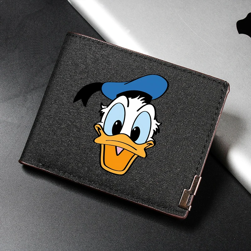 Disney Mickey Pattern Women Men Small Foldable Wallet Short Zipper Buckle Coin Pocket Tri-fold Card Holder Case Purse Bag