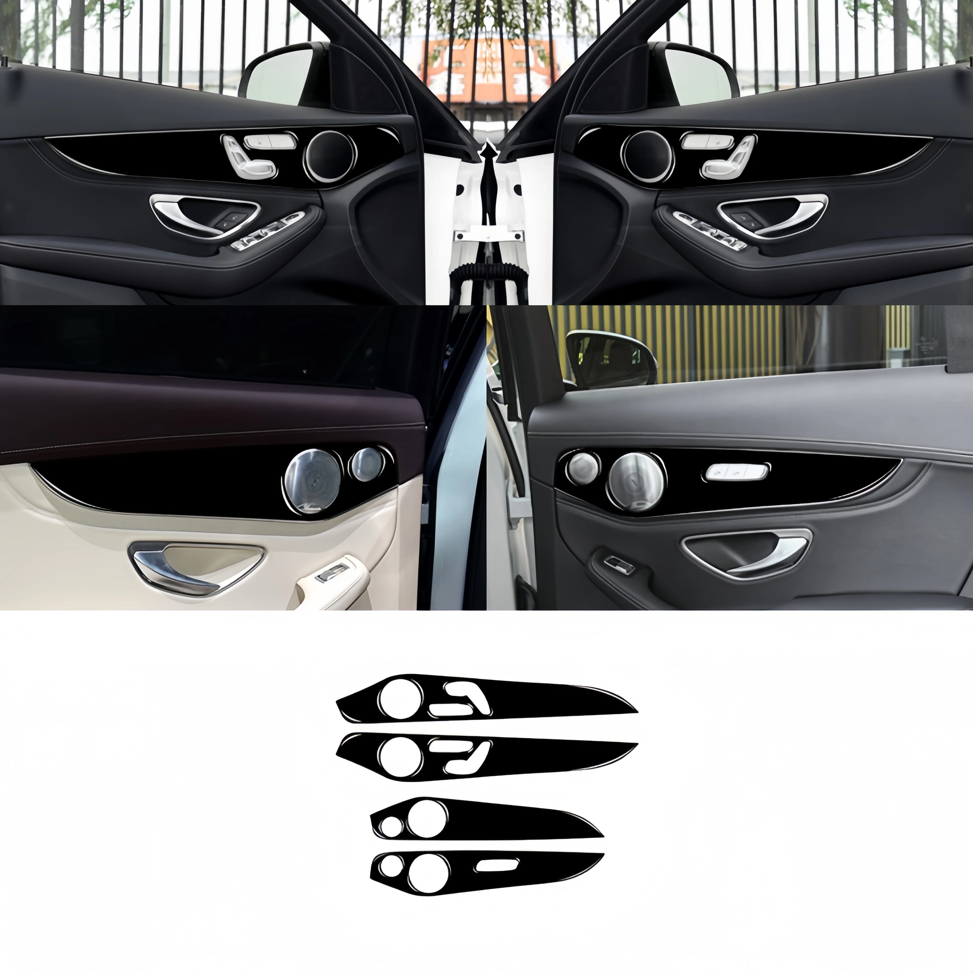 

For Mercedes W205 Benz C Class GLC 14-20 Piano Black Car Interior Door Panel Strips Trim Cover Decoration Stickers Auto Zubehör