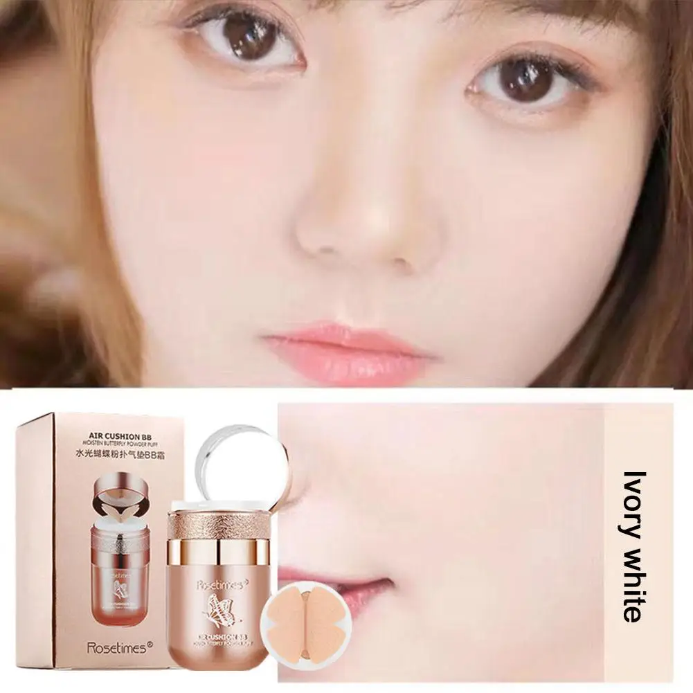 Air Cushion BB Cream Butterfly Powder Puff Moisturizing Whitening Makeup Oil-control Concealer Foundation Cosmetics Waterpr C7E8