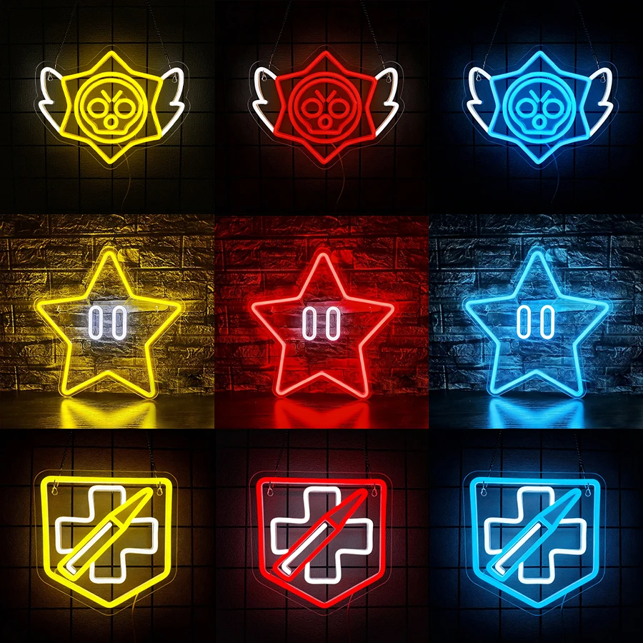 Stars Neon Sign for Wall Decor,Gaming LED Neon Lights for Kids Game Room Man Cave,USB Neon for Bedroom,Gamer Gifts for Men Boys