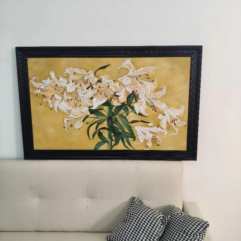 Hand Painted Floral Canvas Art, French Mid-Vintage Wall Decor, Classical Luxury Artwork for Living Room Entryway