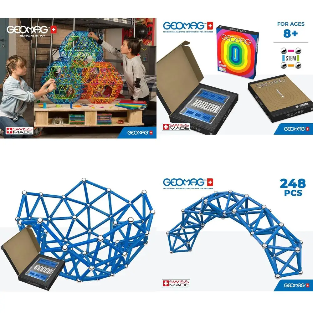 Magneti STEM blu Geomag 248pz su misura per bambini 8+: set da costruzione in plastica riciclata