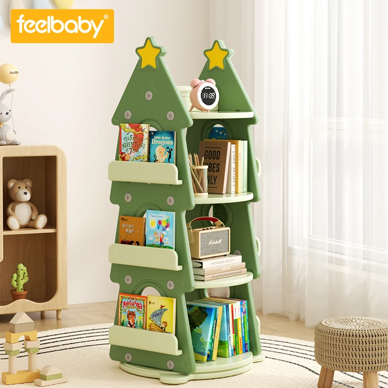 

Детский пластиковый шкаф, рождественская вращающаяся книжная полка для хранения детской мебели и игрушек для школы и гостиной