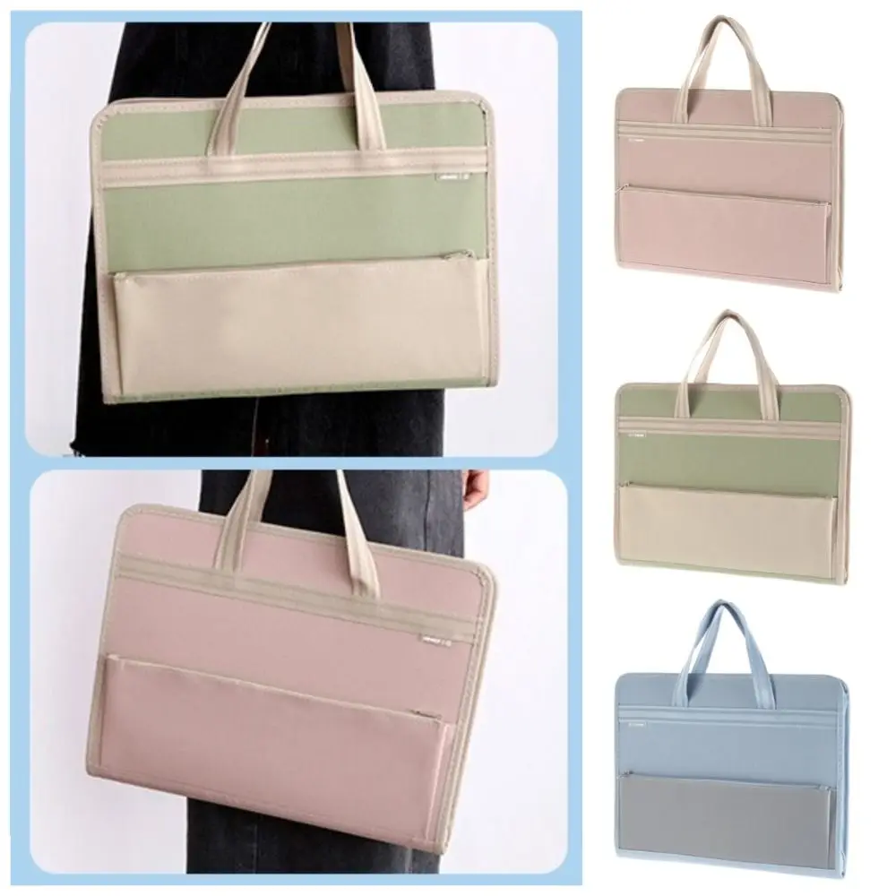 

13 Pocket Canvas Accordion Document Bag Large Capacity Vertical A4 Expanding File Organizer Portable Retractable