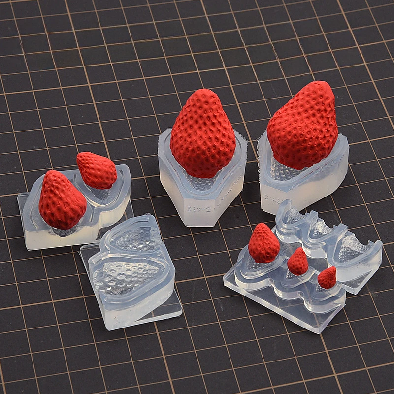 3D Three-dimensional Strawberry Silicone Mold Set Resin Clay DIY Miniature Food Toy Simulation Strawberry Rapid Prototyping Tool