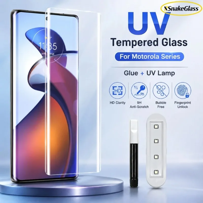 Gebogenes Vollkleber-Schutzglas für Motorola Edge 70 Fusino+ 60Pro 50 Ultra 40 Neo 30 Fusion 2025 G85 Displayschutz UV-Glas